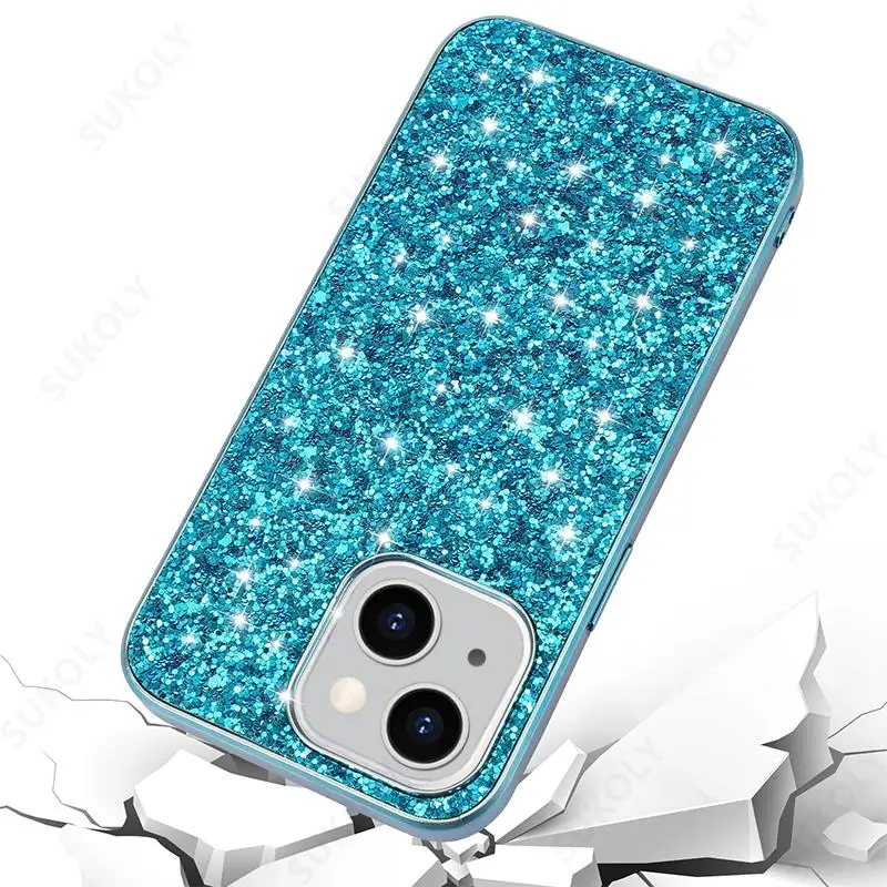 Shiny Bling Glitter Case for iPhone 14 13 12 11 Pro Max 13 12 mini 14 XS X XR 7 8 Plus SE 2020 Rhinestone Soft TPU Case Cover