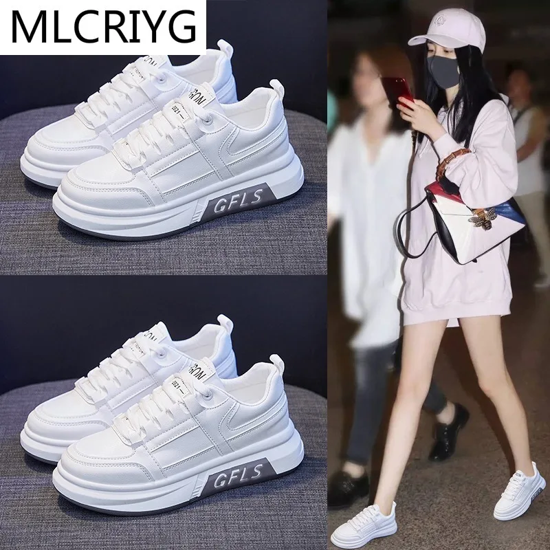 

New Women Shoes 2021 Small White Shoes Women Pu Comfortable Casual Shoes Fashion Lace-up Flat Shoes Woman Outdoor Sneakers