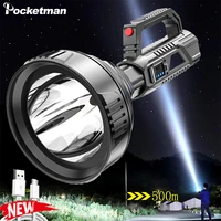 super bright led portable spotlights tactical torch 300w lantern camping flashlight bicycle searchlight suitable for expeditions