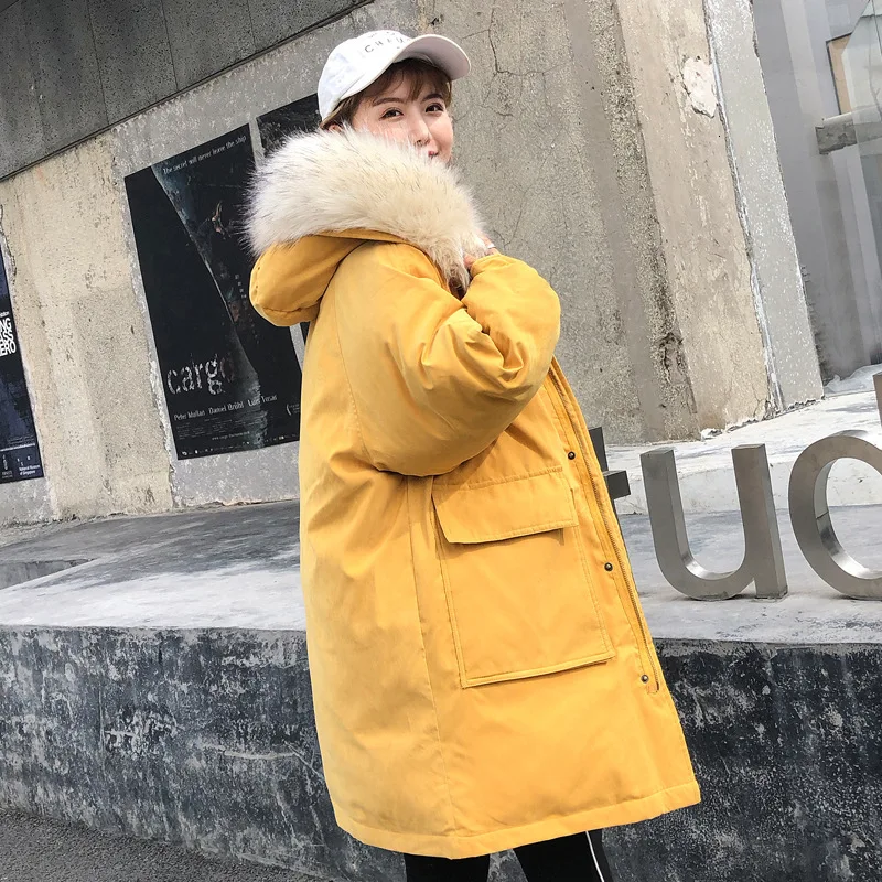yellow Ins/зимняя куртка большого размера из хлопка для женщин, утепленное студенческое Свободное пальто, Корейская Длинная желтая парка, женская одежда жилет Femme - Цвет: yellow