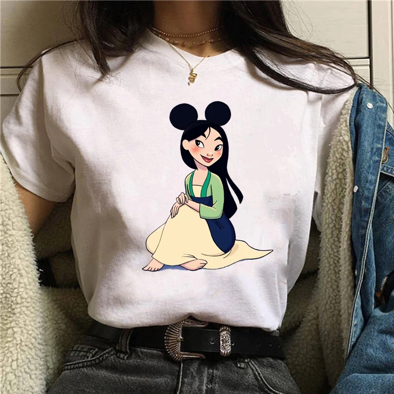BONJEAN летняя футболка Милая Микки принцесса печатная Футболка Kawaii Harajuku забавная