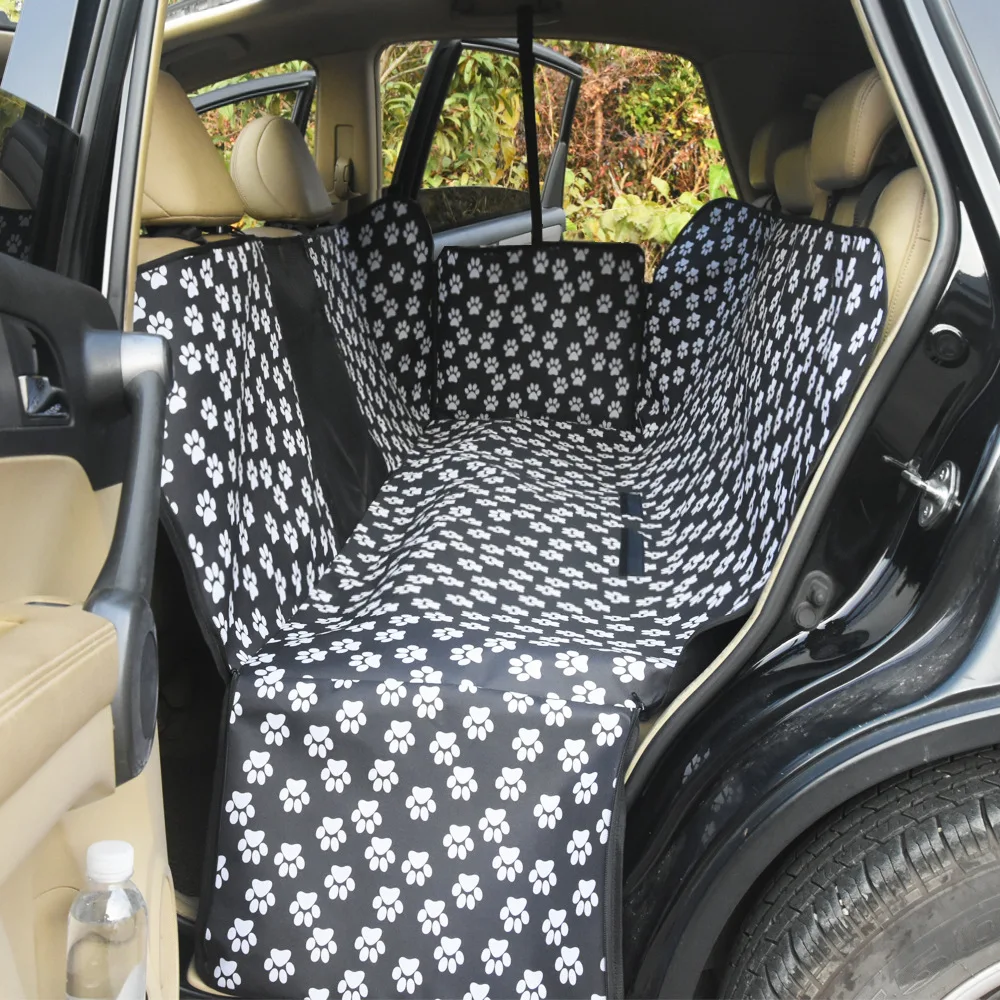 

Waterproof Cat Paw Back Row Two-Seat Car Pet Carrier Pet Mat with Net Dog Mat Car Hammock Cushion Protector With Zipper