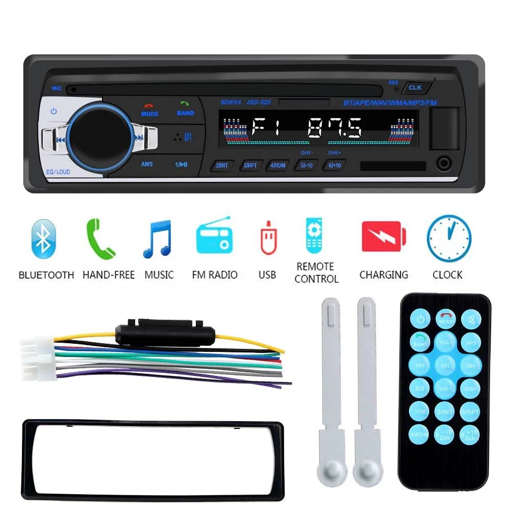 SD USB JSD-520 12 В In-dash 1 din FM Aux вход приемник Автомобильное стерео радио Bluetooth Авторадио