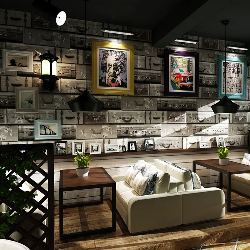 3d винтажные кожаные чемоданы модные обои рулон для украшения кафе магазина