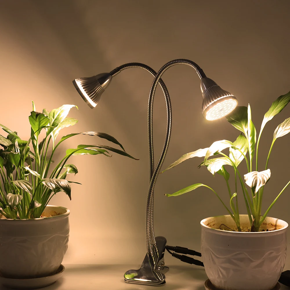 저렴한 4 개/몫 Led는 Sunlike 전체 스펙트럼 듀얼 헤드 클립 램프 따뜻한 Fitolamp Growbox 꽃 씨앗 식물 램프
