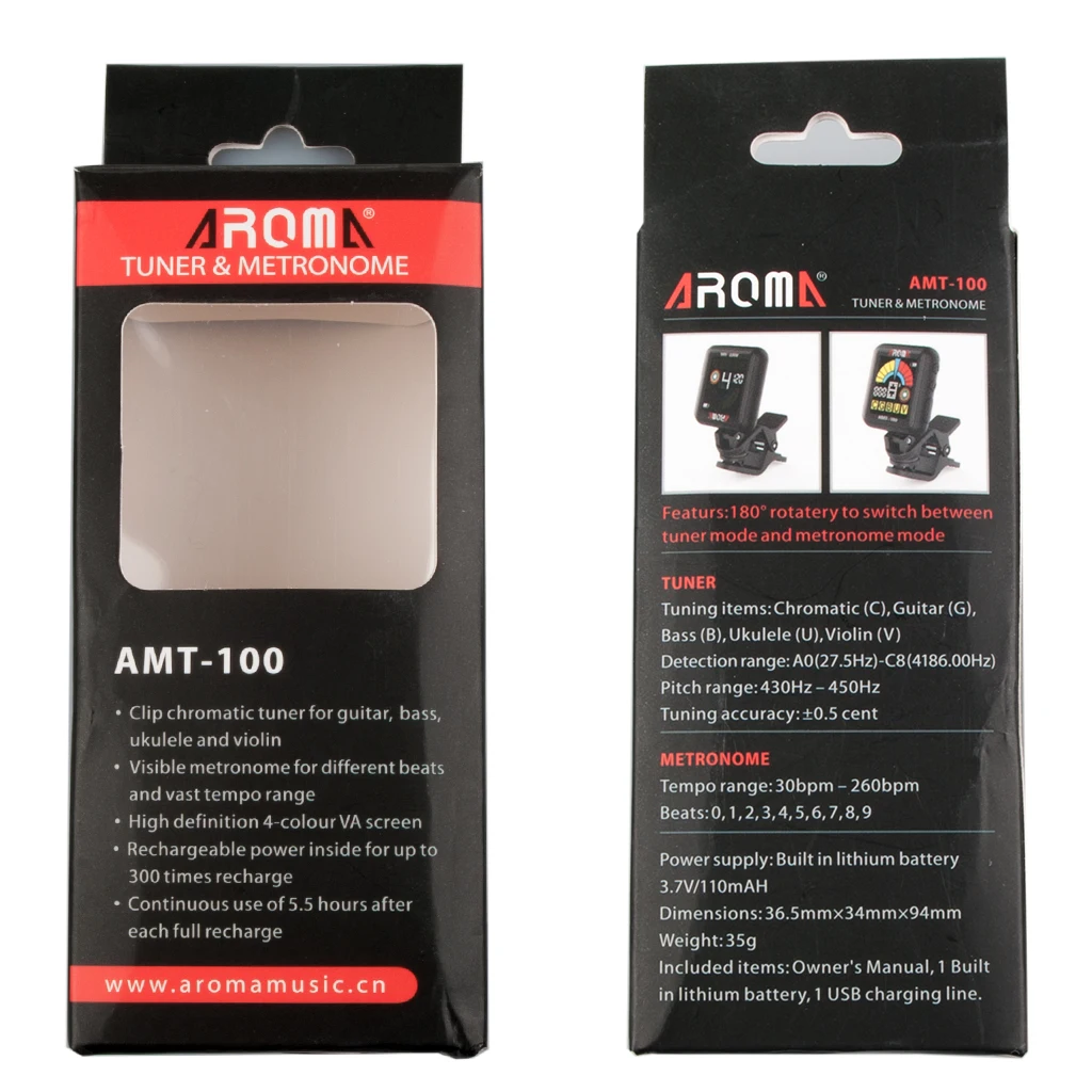 Арома AMT-100 клип-на электрогитарный тюнер метроном USB кабель для гитары бас