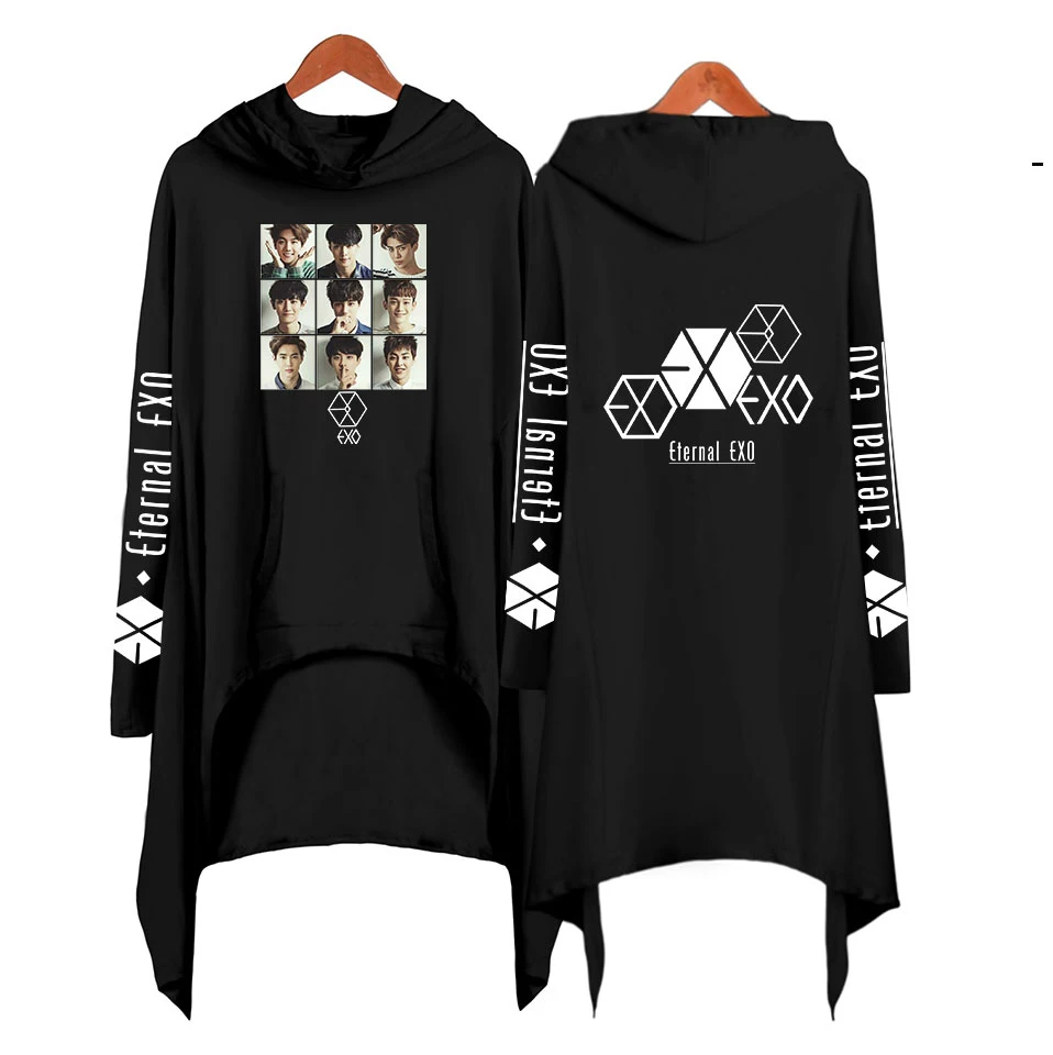 Cool EXO Ablum/длинные толстовки с буквенным принтом для женщин свитшоты женские топы