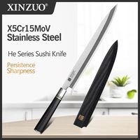 xinzuo 240mm filleting knife with scabbard x5cr15mov steel kitchen knives japanese sashimi sushi deba knife ebony handle