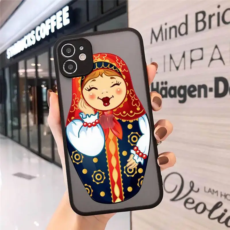 

Russian matryoshka Dolls Phone Cases Matte Transparent for iPhone 7 8 11 12 s mini pro X XS XR MAX Plus cover funda