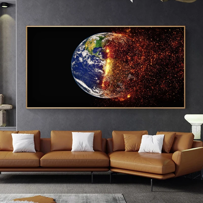 

Canvas Prints Posters HD Black And Golden Planet Living Room Wall Art Landscape Pictures Modern Classical Decorative Paintings