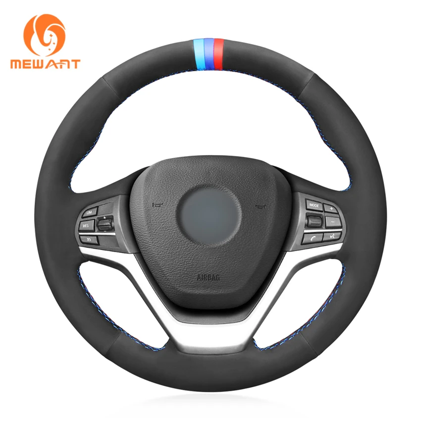 

Soft Black Suede Stitch Wrap Car Covers Steering Wheel Cover for BMW X5 F15 2013 2014-2018 X6 F16 2015 2016 2017-2019