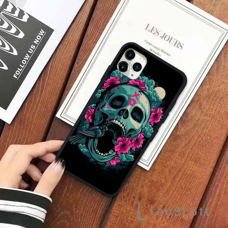 

Skull horror cool thriller Phone Cases for iPhone 11 12 pro XS MAX 8 7 6 6S Plus X 5S SE 2020 XR Soft silicone Funda capa