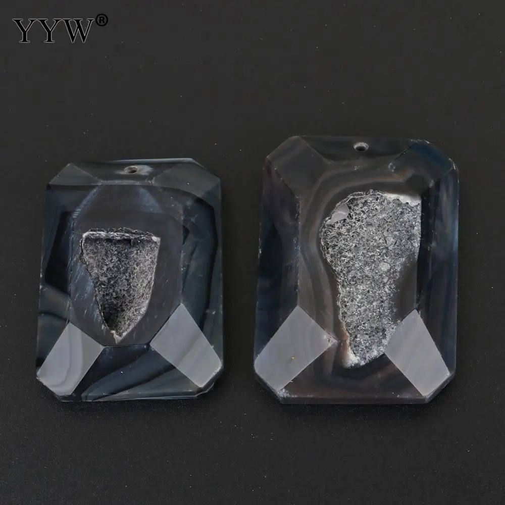 

10pcs/Lot Druzy Style Natural Agates Druzy Pendants Women Men Black Ice Quartz Agated Charms Jewelry 31-35x43-48x10-12mm