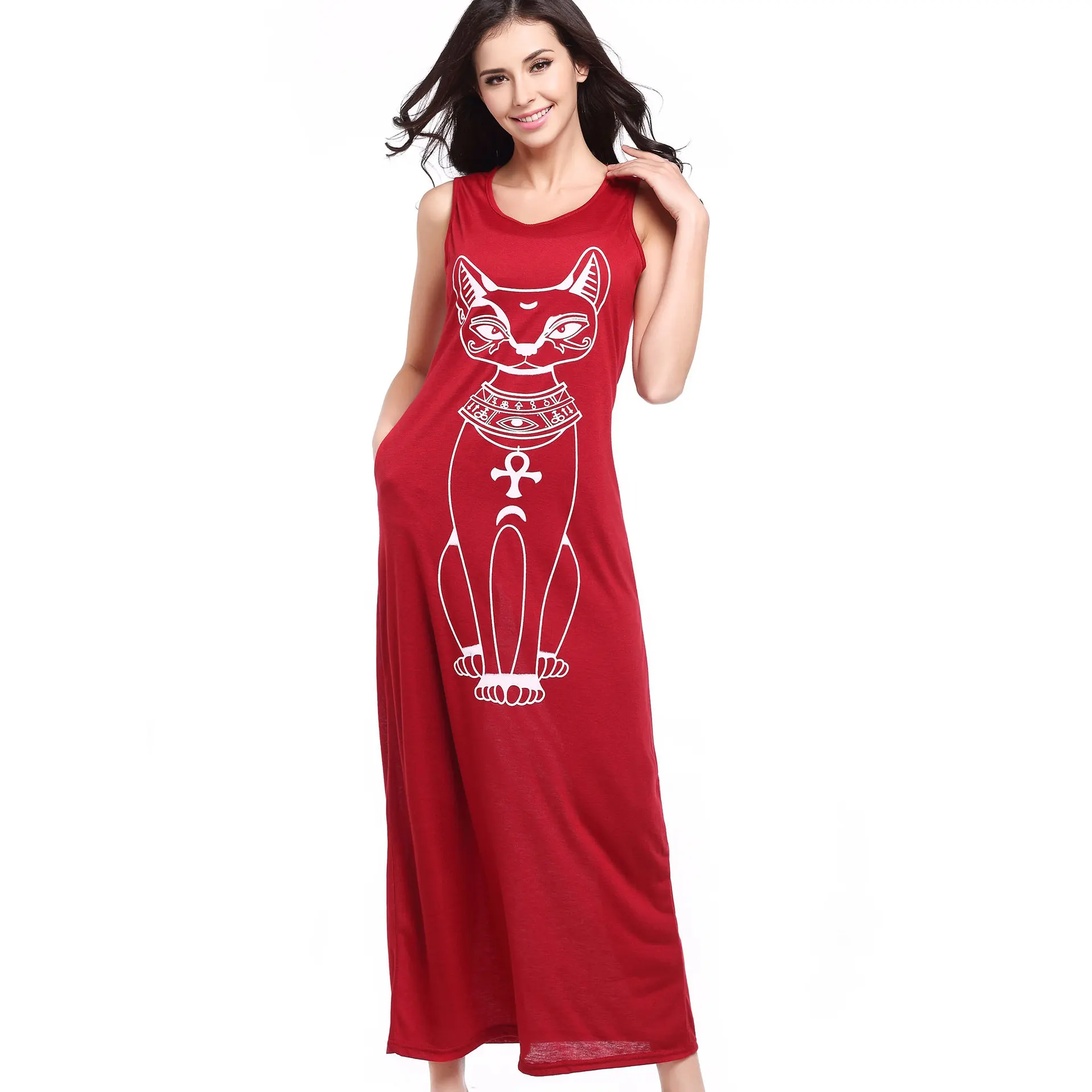 

Animal Cat Vest Dress Sexy Hip Slim Sleeveless Dress