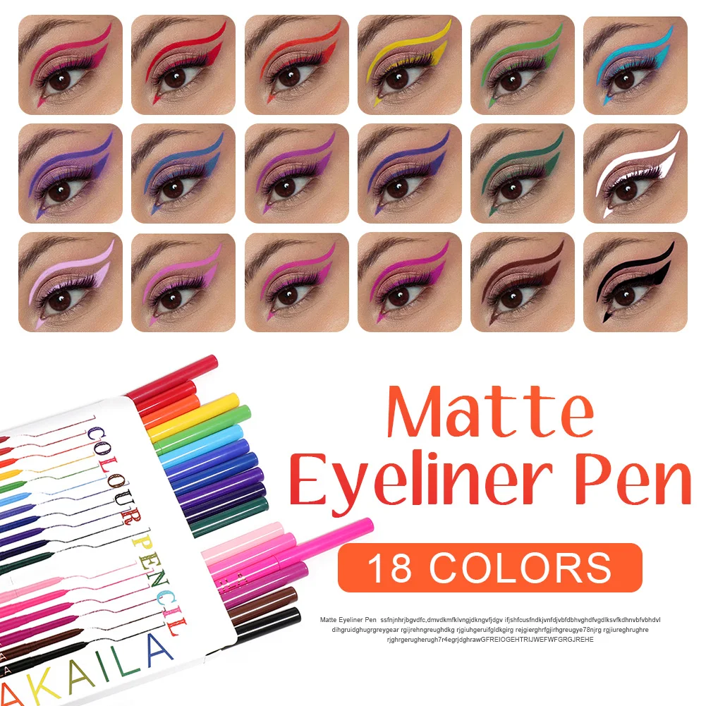 18 Colors Matte Eyeliner Pen Set Waterproof Long Lasting Eyeliner Pencil Highly Pigmented Eye Makeup for Women Cosmetics