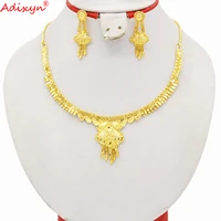 adixyn ethnic jewelry set chokers necklace gold colorcopper tassel earrings for woman dubaiethiopian party gifts n07013