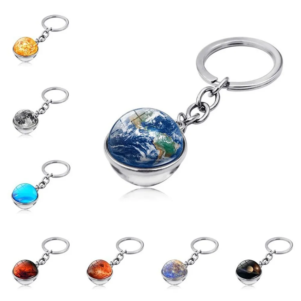 

Keychain With Cosmic Planet Starry Time Double-sided Glass Ball Keychain Key Ring Nightmare Before Christmas