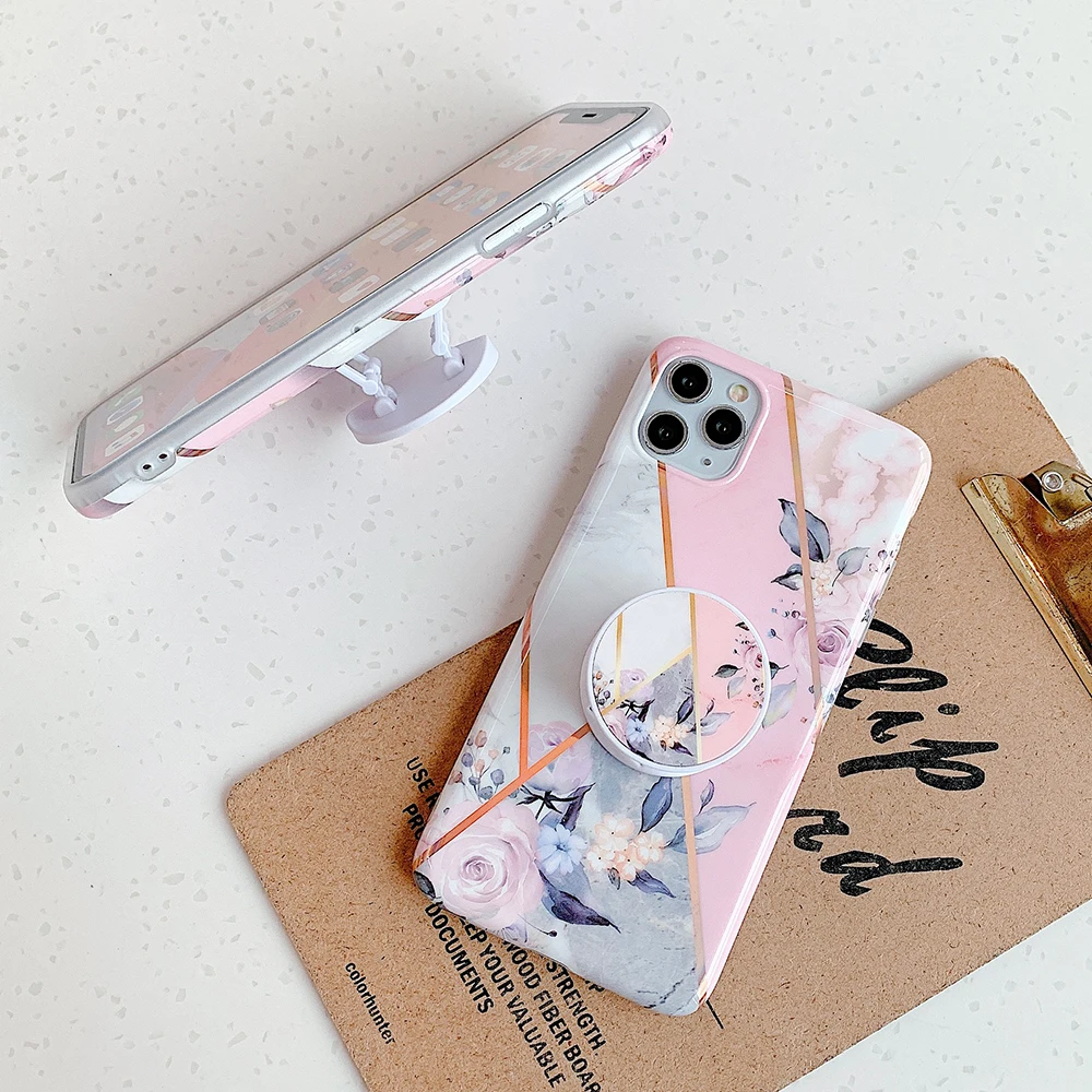 Чехол для телефона LOVECOM с геометрическим соединением цветов и держателем iPhone 11 Pro