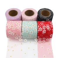 6cm25yards small daisies tulle rolls tape for diy handmade bowknot and wedding decor party supplies baby shower tutu skirt