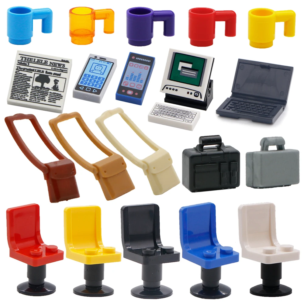 Кубики для друзей MOC городской Офисный Компьютерный ящик подстаканник ноутбук