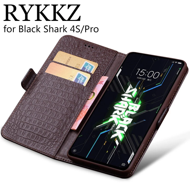

For Black Shark 4S Pro Gundom Luxury Wallet Genuine Leather Case Stand Flip Card Hold Phone Book Protective Cover Bags