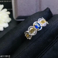 kjjeaxcmy fine jewelry natural sapphire 925 sterling silver new adjustable gemstone women ring support test fashion