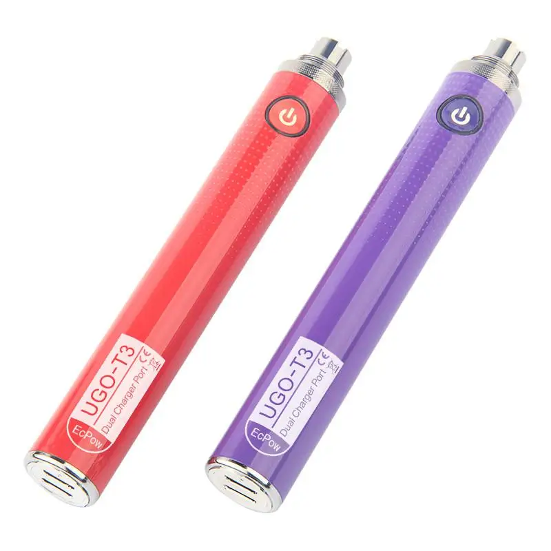 

10pcs UGO T3 1300mAh Preheat Vaporizer 510 Thread Ego Battery Variable Voltage eCig Vape Pen With Dual Charge Port