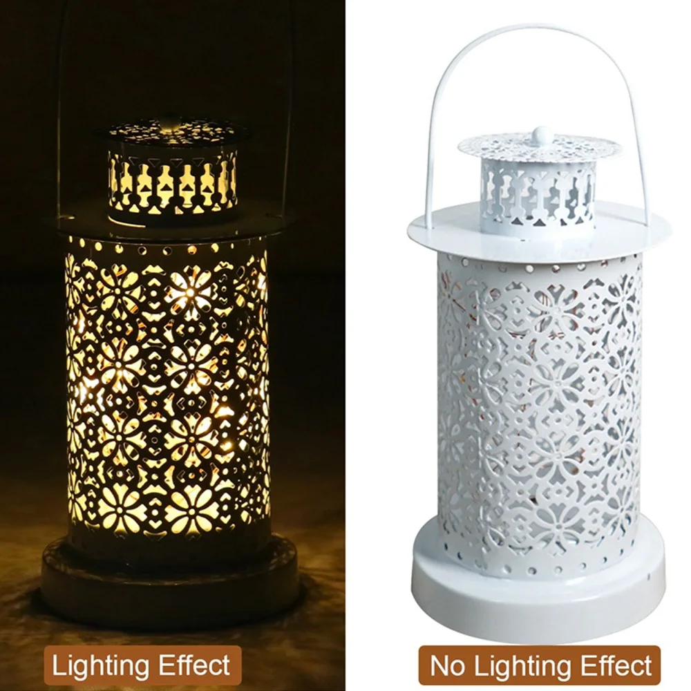 

LED Candlestick Night Light Battery Powered Hanging Iron Hollow Lamp Table Decorative Atmosphere Light Gifts for Bedroom