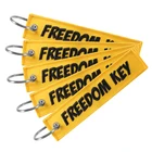 Брелок для ключей с вышивкой Freedom, желтая цепочка для ключей с вышивкой для автомобилей, модный подарок для авиации, Ювелирное Украшение для ключей с мотоциклом, 5 шт.