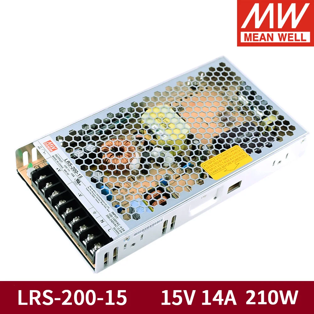 

Mean Well LRS-200-15 110V/220V AC TO DC 15V 14A 210W Single Output Switching Power Supply MEANWELL Enclosed Type SMPS