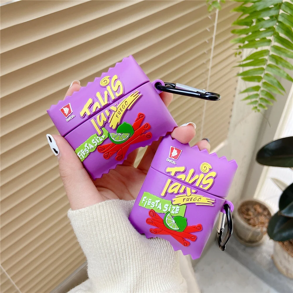 

Cute 3D lemon Fuego Takis Lime Chips Snacks Wireless Bluetooth Earphone Case For AirPods 2 1 Pro Soft Silicon Headset cover
