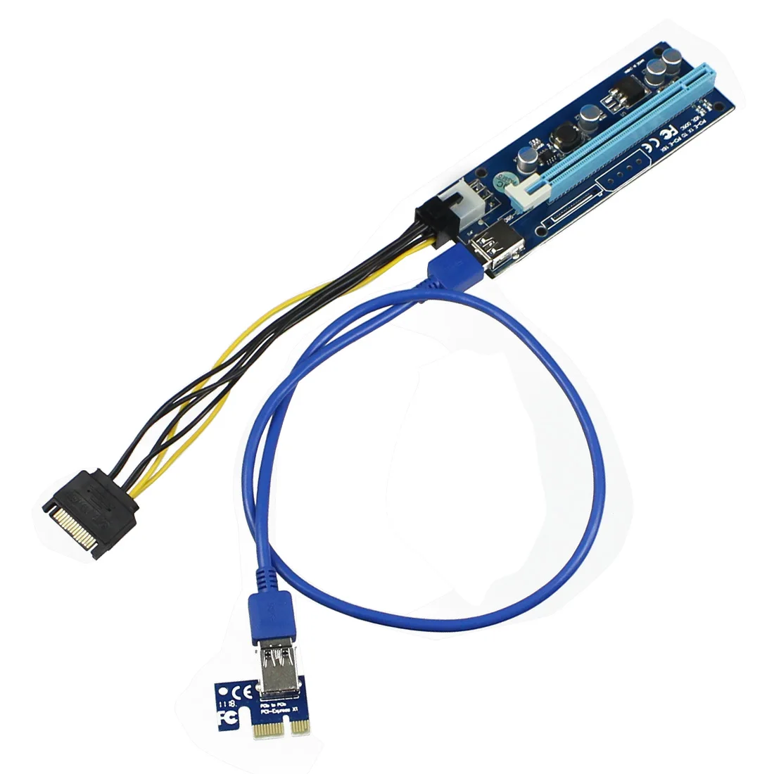 PCI-E Raiser PCI E Express 1X To 16X Riser Card USB 3 0 SATA до 6Pin кабель питания адаптер для расширения