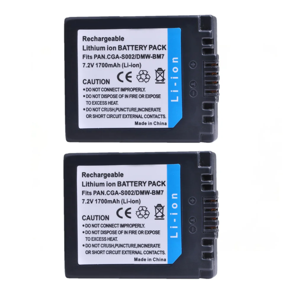 

2x CGA-S002 DMW-BM7 CGA-S002A CGA-S002E Battery for Panasonic DMC-FZ1 DMC-FZ2 DMC-FZ3 DMC-FZ4 DMC-FZ5 DMC-FZ10 DMC-FZ15 DMC-FZ20