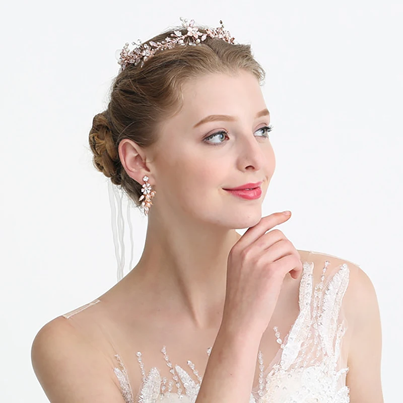 Обручальное кольцо из розового золота Оголовье Тиара цветок листья дизайн лоза с