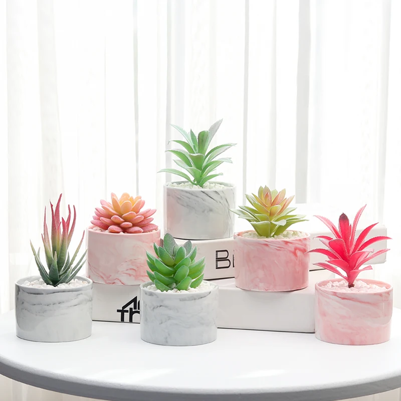 

Simulation Plant Flower Potted Succulent Ceramic Creative Tabletop Home Garden Living Room Decoration Purifying Air