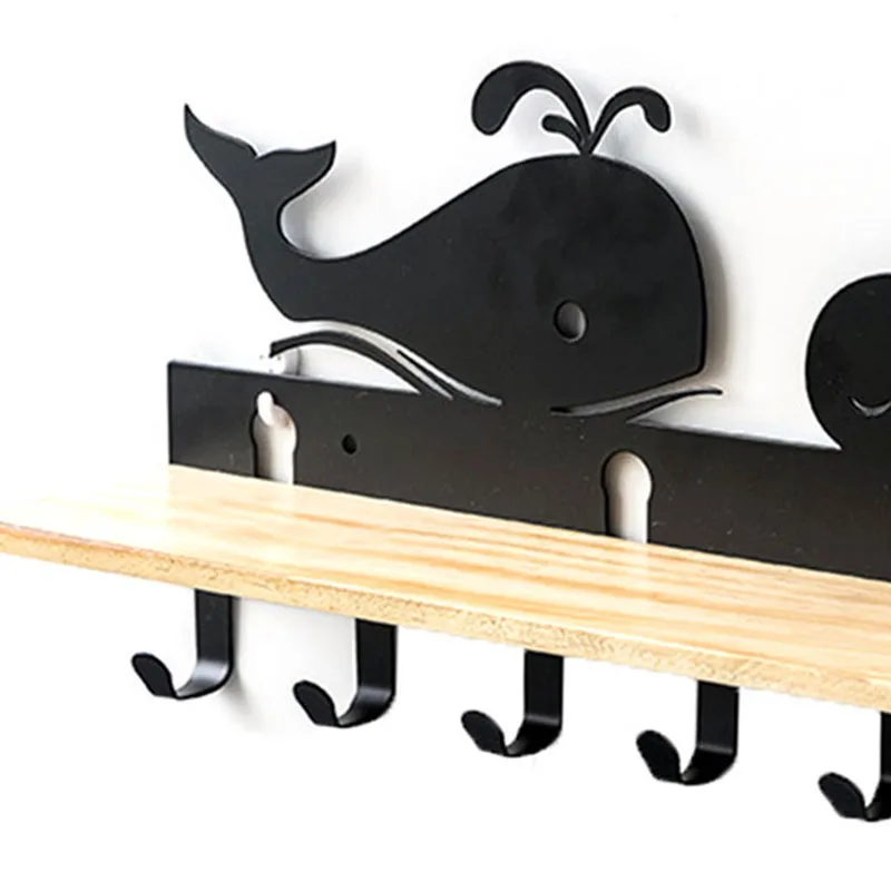 

Wall Mount Hook Rail Coat Rack with 6 Iron Hooks Hanging Door Coat Rack Hook Key Holder Kitchen Accessories Hook