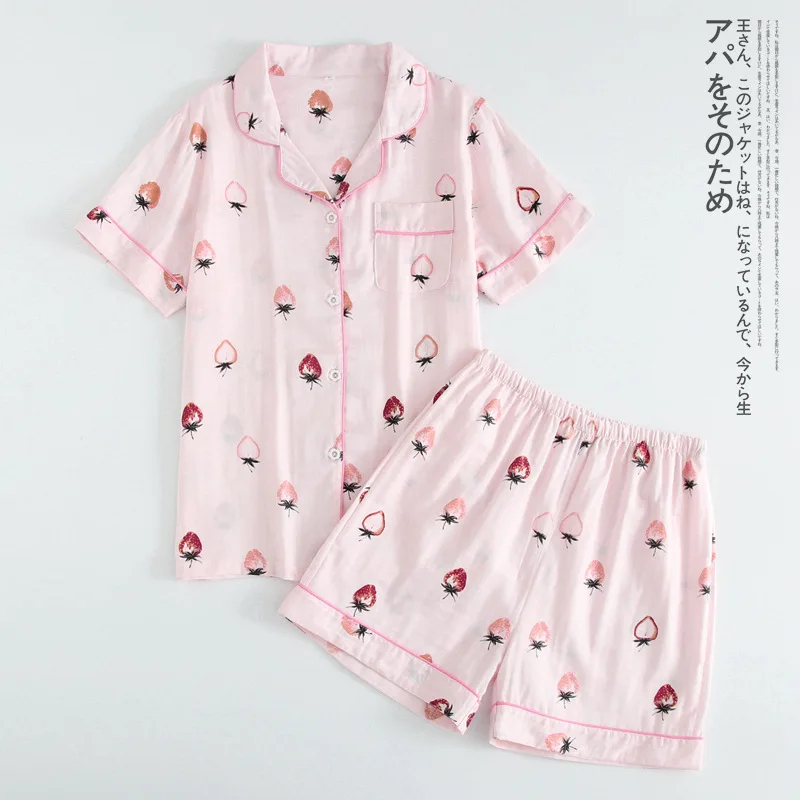 DK TZ-8 Женские пижамы из хлопка с коротким рукавом, женские пижамные комплекты, шорты с милым мультяшным принтом, японская простая одежда для сна, домашняя пижама - Цвет: DK TZ-8