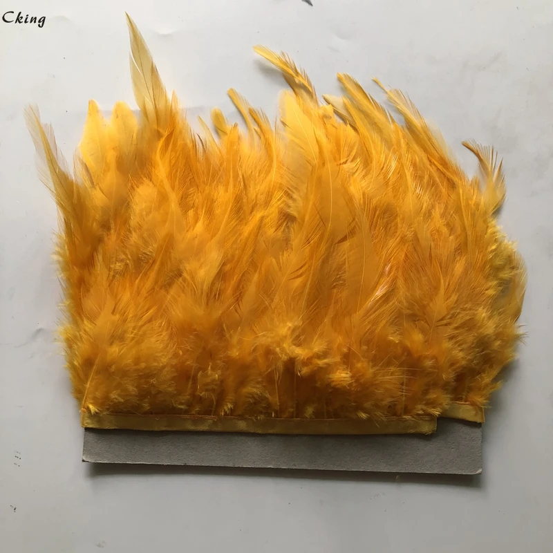 Cking оптовая продажа 5 метров Золотой Желтый Петух coque перо отделка 10-15 см куриное