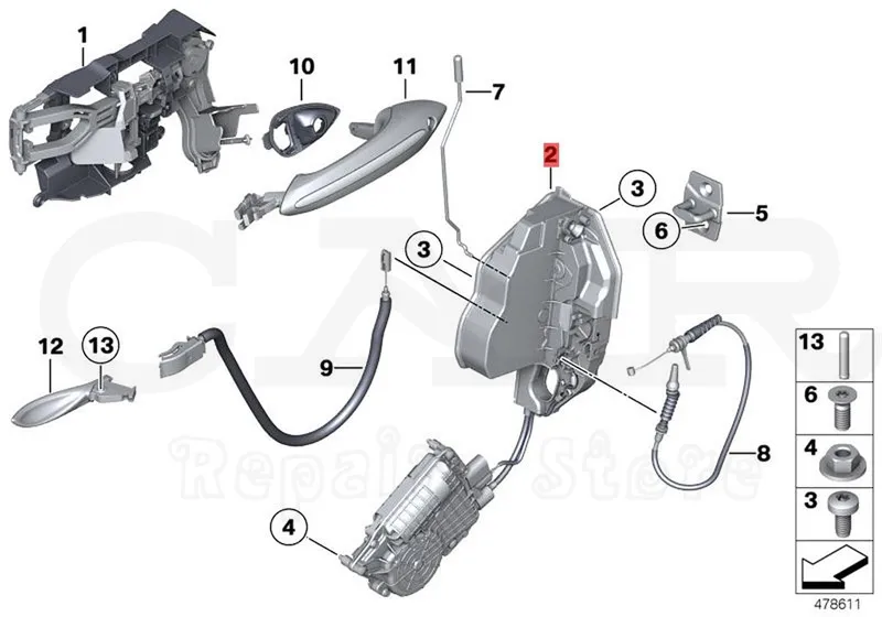 Привод замка двери мягкий с левой передней стороны для BMW 5 серии F10 F11 F01 528i 530i