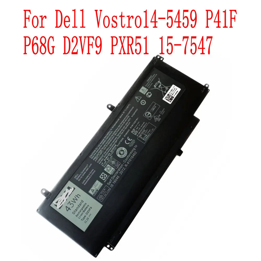 

100% Бренд новый высокое качество 43WH/3705mAh DELL D2VF9 батарея для Dell Vostro14-5459 P41F P68G D2VF9 PXR51 15-7547 ноутбука