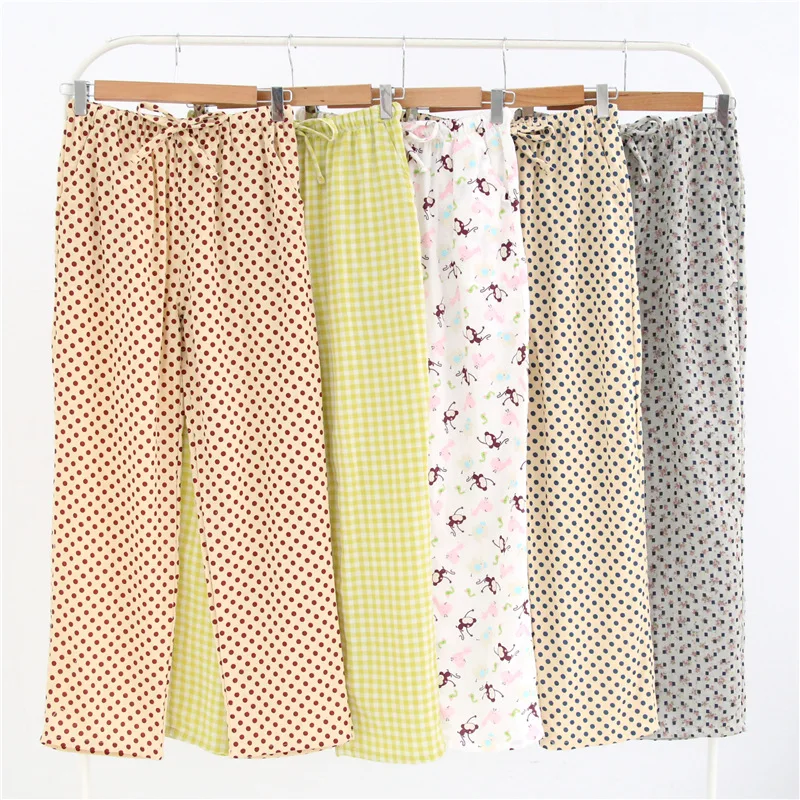 Мягкий хлопок пижамные штаны в клетку для Для женщин дома домашние Пижама газ