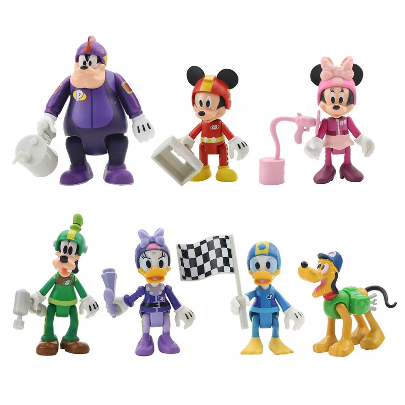 

Disney seven racing carsMickey Маус Минни Дональд Дак Goofy игрушечная капсула модель украшение для торта