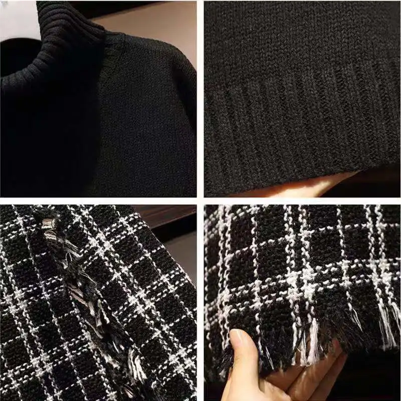 

Elegant Women 2021 Spring Autumn Skirt Female Empire Wool Tassels Plaid Japan Vintage Fashion Casual Office Ladies Mid SkirtsS39