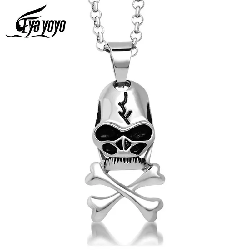 EyeYoYo мужское ожерелье с подвеской череп титановая сталь трендовые Ретро панк
