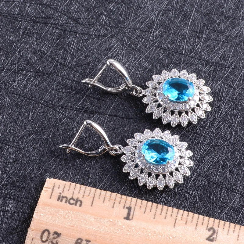 Женские серебряные сережки/Кольцо/Подвеска/ожерелье/Браслеты Gfit Box синие белые