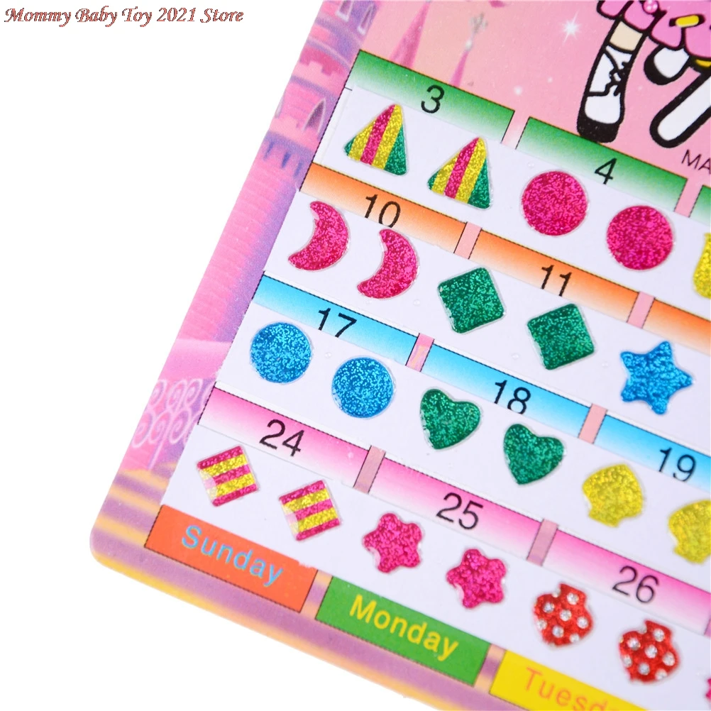 Pegatinas bonitas de pendiente DIY para ni&ntilde;os, juguetes de pegatinas de cristal de recompensa de dibujos animados, 1 hoja = 60 uds.-5