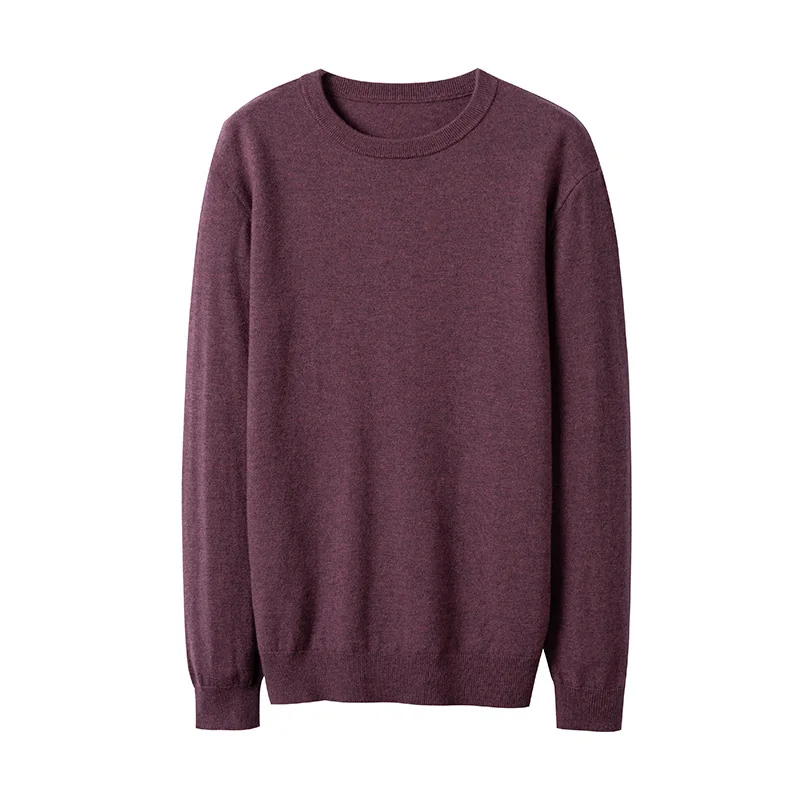 

SHUCHAN O-Neck England Style Knitted Sweater Men Business Close-fitting 100% Basulan Wool Korean Clothes Men Clothing