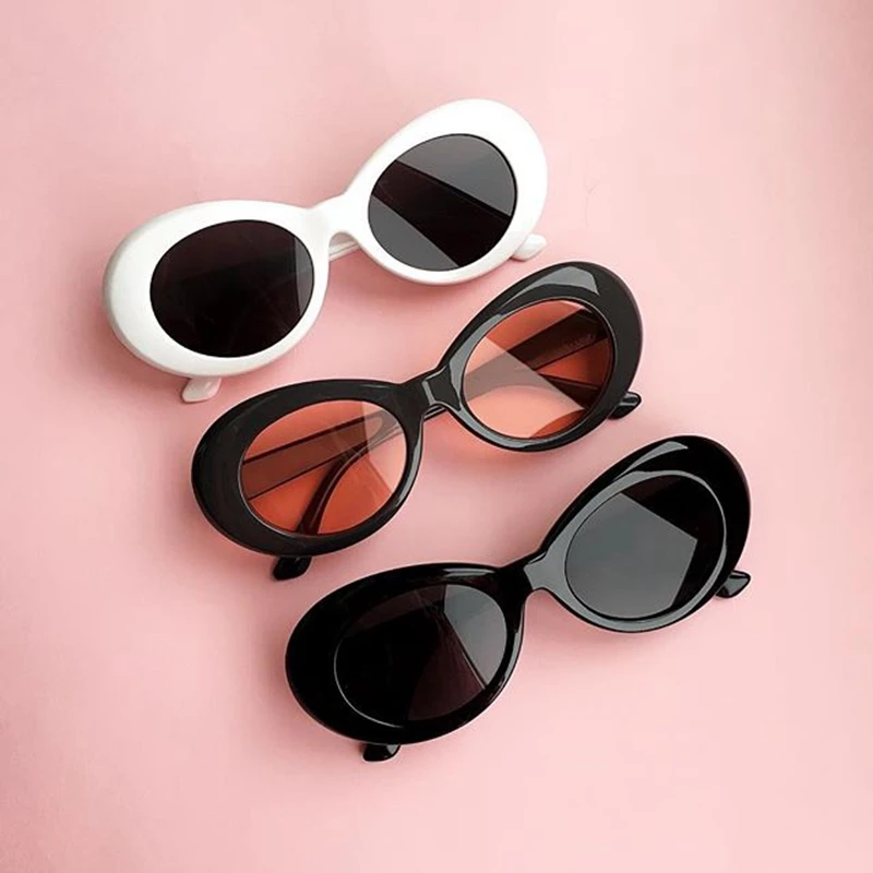 

Новинка 2020, Овальные Солнцезащитные очки Курта Кобейна, Женские винтажные солнцезащитные очки в стиле ретро, женские белые черные очки, UV400