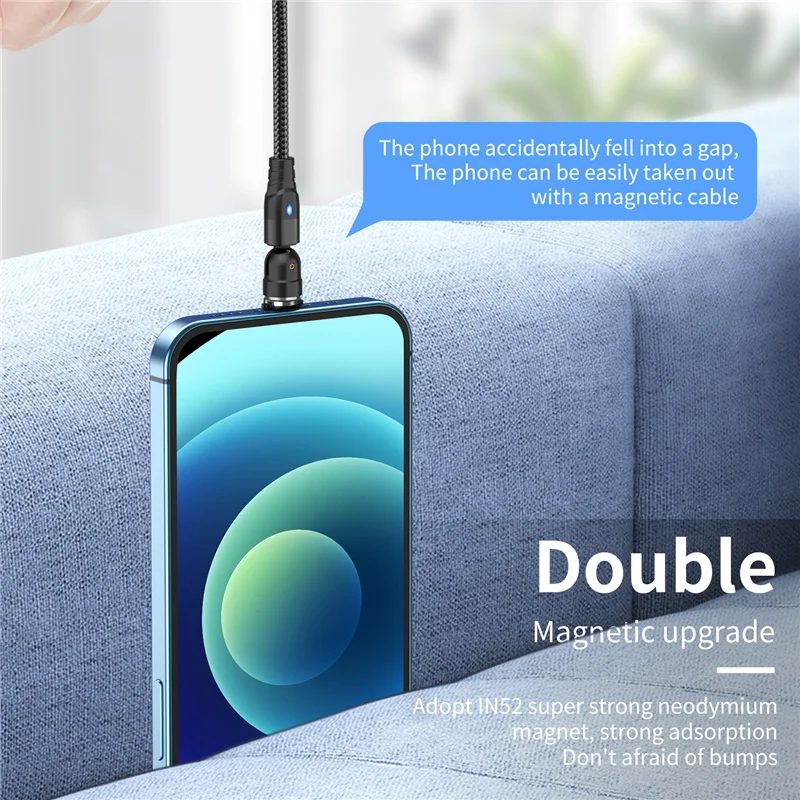uslion 540 rotate magnetic cable fast charging mobile phone wire cord magnet charger micro usb type c cable for iphone xiaomi free global shipping