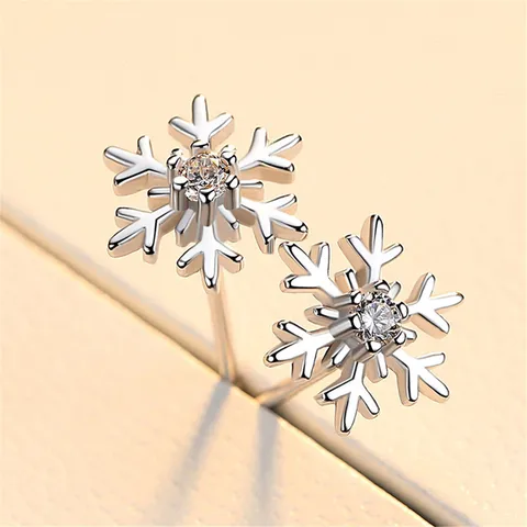 Серьги-гвоздики в виде снежинки с кристаллами циркона для женских подвесок Рождественский новый год